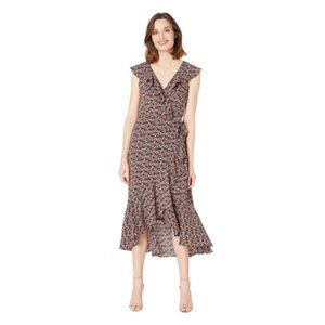 Max Studio Ruffle Wrap Midi Dress XS